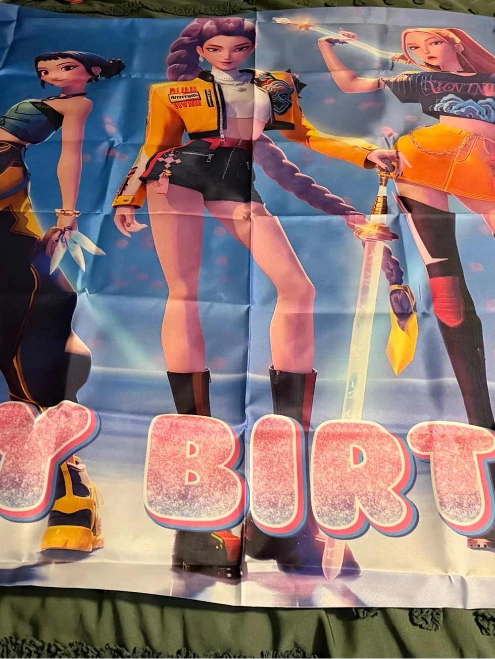 K-pop themed birthday cake, cupcake toppers banner backdrop balloons
